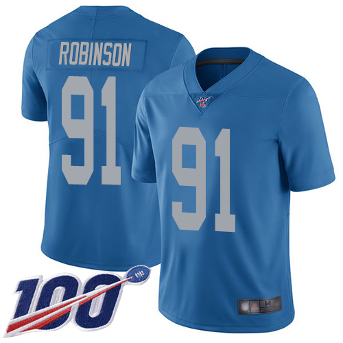 Detroit Lions Limited Blue Men Ahawn Robinson Alternate Jersey NFL Football #91 100th Season Vapor Untouchable